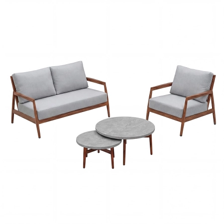 Set de relaxare din aluminiu BELLANTI Prato pentru 3 persoane + măsuță | Gri | Teak