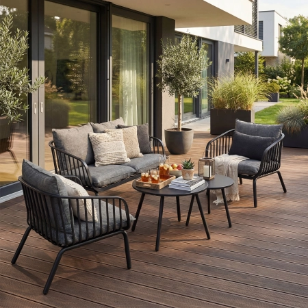 Set de grădină BELLANTI Campitello pentru 4 persoane | Negru | Antracit