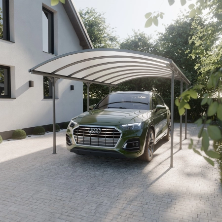 Copertină adăpost auto NORDVIC Frej 3x5 - 302 x 508 x 230 cm cu policarbonat 6 mm, Cold Grey