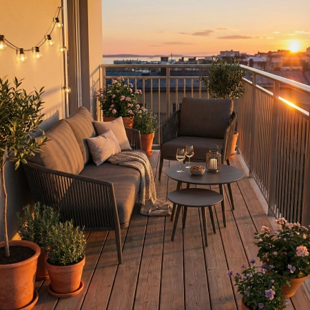 Set de relaxare din aluminiu BELLANTI Firenze pentru 3 persoane + măsuțe |  Antracit