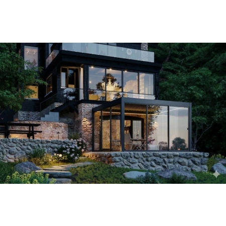 Uși glisante din sticlă cu ramă de aluminiu pentru pergola Skyline NORDVIC 3 m