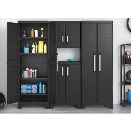 Dulap de garaj multifuncțional înalt 182 cm cu compartiment DETROIT Utility negru, KETER