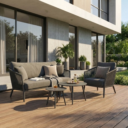 Set de relaxare din aluminiu BELLANTI Firenze pentru 3 persoane + măsuțe |  Antracit