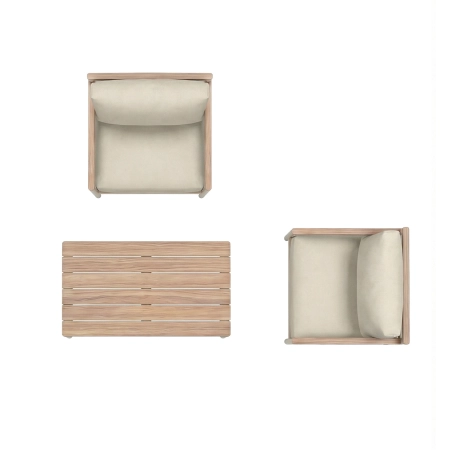 Set de relaxare din aluminiu BELLANTI Bucine pentru 2 persoane + măsuță | Bej | Tec