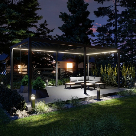 Pergolă de grădină pentru terasă din aluminiu NORDVIC Skyline LED Light 3 x 6 m Antracit