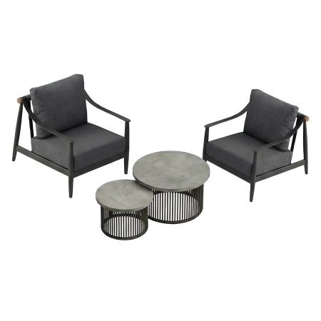 Set de relaxare din aluminiu BELLANTI Siena pentru 2 persoane + măsuță | Antracit