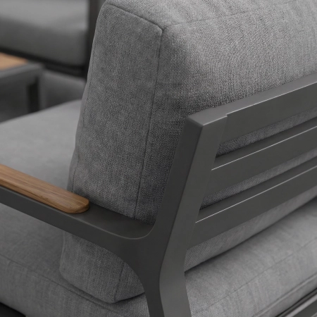Set de relaxare din aluminiu BELLANTI Certaldo pentru 2 persoane + măsuță | Antracit | Gri | Teak