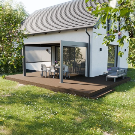 Placă de terasă compozită NORDECK Skogline Teak închis 220 × 14 × 2,5 cm
