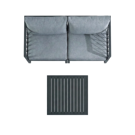 Set de relaxare din aluminiu BELLANTI Arezzo pentru 2 persoane + măsuță | Gri | Negru