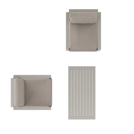Set de relaxare din aluminiu BELLANTI Empoli pentru 2 persoane + măsuță | Bej