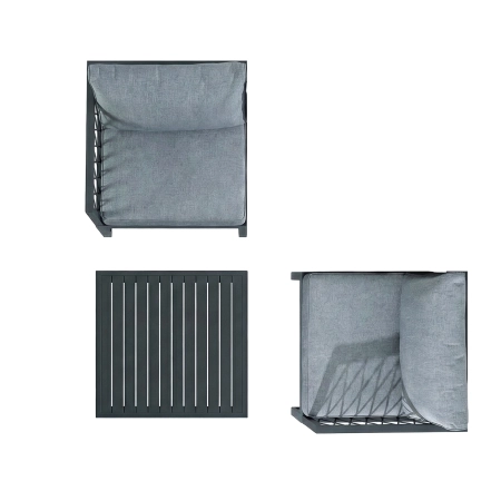 Set de relaxare din aluminiu BELLANTI Arezzo pentru 2 persoane + măsuță | Gri | Negru
