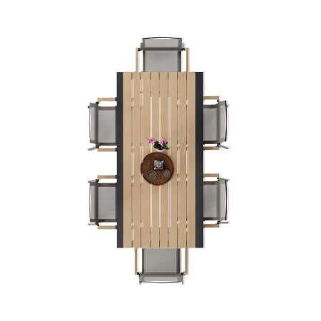 Masă pentru setul de dining de grădină BELLANTI Verona Luna | Dark Grey – masă din aluminiu cu blat din teak