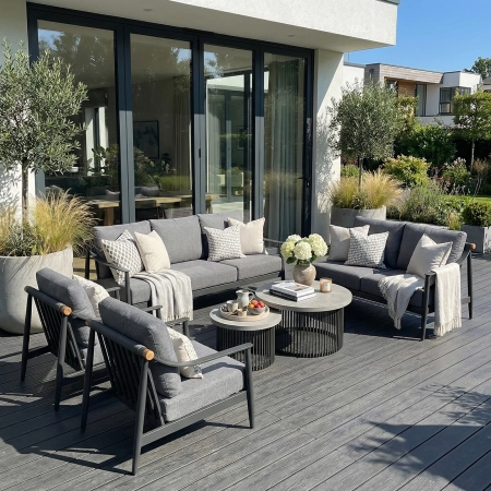 Set de relaxare din aluminiu BELLANTI Siena pentru 7 persoane + măsuță | Antracit