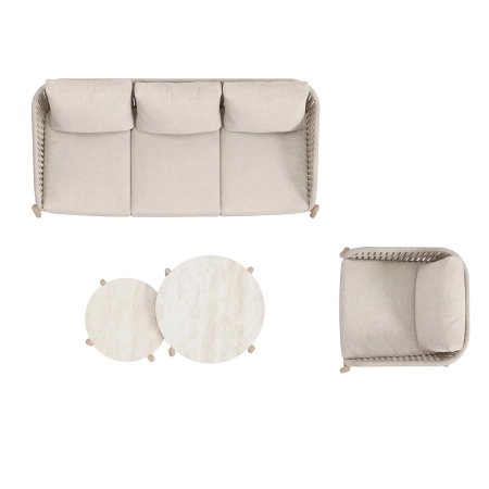 Set de relaxare din aluminiu BELLANTI Carrara pentru 4 persoane + 2 x măsuță | Bej