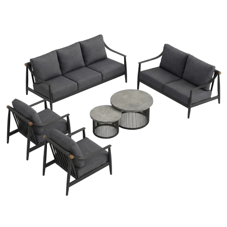Set de relaxare din aluminiu BELLANTI Siena pentru 7 persoane + măsuță | Antracit