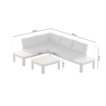 Colțar de grădină din aluminiu BELLANTI Milano Bliss de 3 locuri | Dark Grey