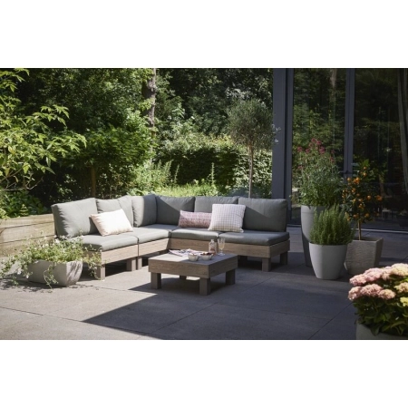 Colțar de grădină modular pentru 4 persoane cu măsuță Ashwood Green Elements, Keter