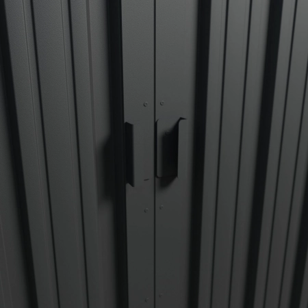Magazie metalică pentru unelte NORDVIC Magni 283x189 cm + uși glisante 182 cm, galvanizată, acoperiș în două ape, ventilație, Cold Grey