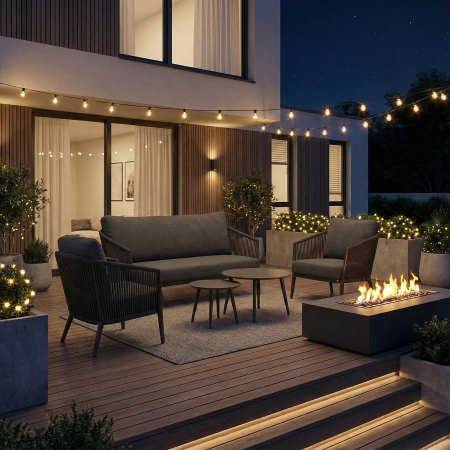 Set de relaxare din aluminiu BELLANTI Firenze pentru 4 persoane + măsuță | Antracit