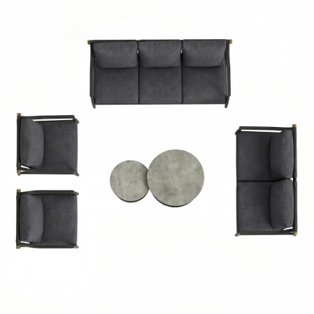 Set de relaxare din aluminiu BELLANTI Siena pentru 7 persoane + măsuță | Antracit
