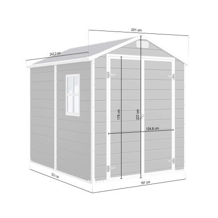 Căsuță de grădină scandinavă din material plastic Nordvic Vidar 194 × 241 cm, Cold Grey
