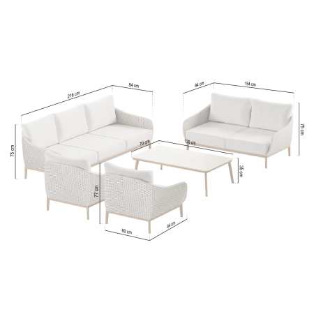 Set de relaxare din aluminiu BELLANTI Pienza pentru 2 persoane + măsuță | Bej