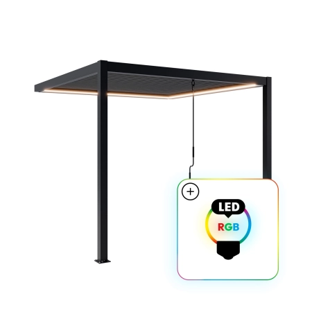 Pergolă de perete pentru terasă din aluminiu NORDVIC Skyline LED Light 3 x 3 m Antracit