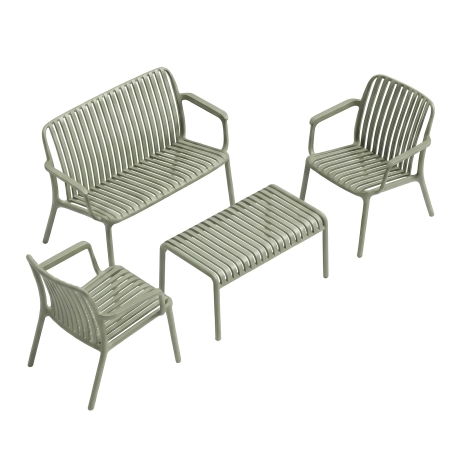 Set de grădină BELLANTI Trentino pentru 4 persoane | Verde