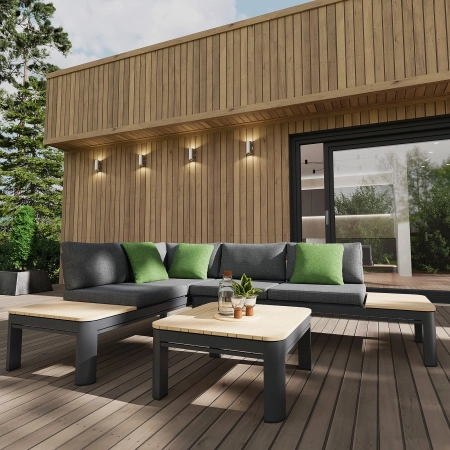 Colțar de grădină din aluminiu BELLANTI Milano Bliss de 3 locuri | Dark Grey