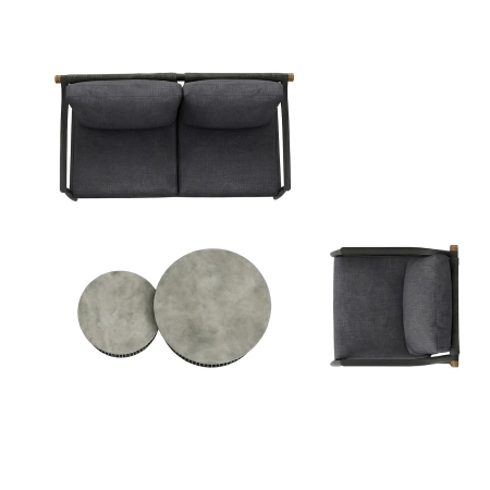 Set de relaxare din aluminiu BELLANTI Siena pentru 3 persoane + măsuță | Antracit