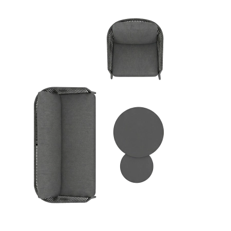 Set de relaxare din aluminiu BELLANTI Firenze pentru 3 persoane + măsuțe |  Antracit