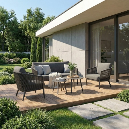 Set de relaxare din aluminiu BELLANTI Firenze pentru 4 persoane + măsuță | Antracit