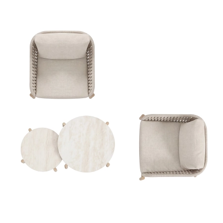 Set de relaxare din aluminiu BELLANTI Carrara pentru 2 persoane + 2 x măsuță | Bej