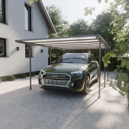 Copertină auto de garaj NORDVIC Njord 3x5 - 313 x 502 x 205 cm cu policarbonat 6 mm, Cold Grey