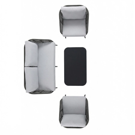 Set de relaxare din aluminiu BELLANTI Livorno pentru 4 persoane + măsuță | Gri | Negru