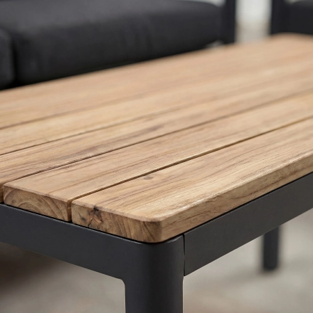 Set de relaxare din aluminiu BELLANTI Bucine pentru 4 persoane + măsuță | Negru | Teak