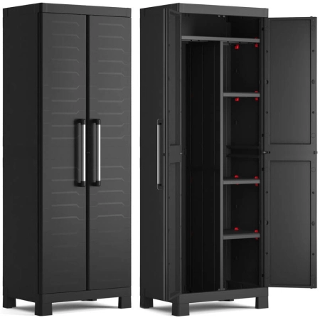 Dulap de garaj multifuncțional înalt 182 cm cu compartiment DETROIT Utility negru, KETER