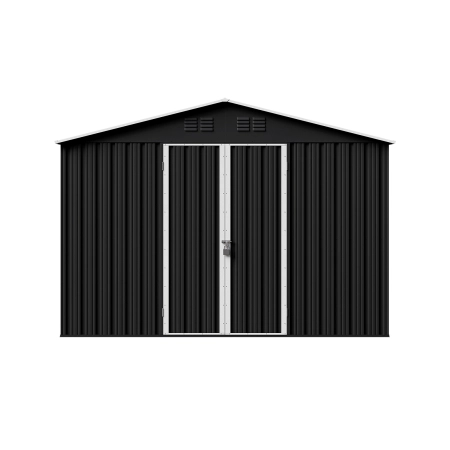 Magazie metalică pentru unelte NORDVIC Thor 283x189 cm - uși batante, Zincată, Acoperiș în două ape, Ventilație, Cold Grey