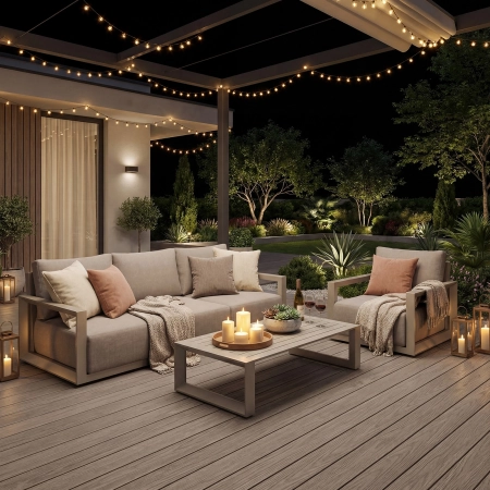 Set de relaxare din aluminiu BELLANTI Empoli pentru 4 persoane + măsuță | Bej
