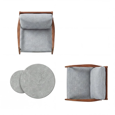 Set de relaxare din aluminiu BELLANTI Prato pentru 2 persoane + măsuță | Gri | Teak