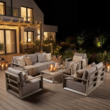 Set de relaxare din aluminiu BELLANTI Empoli pentru 7 persoane + măsuță | Bej