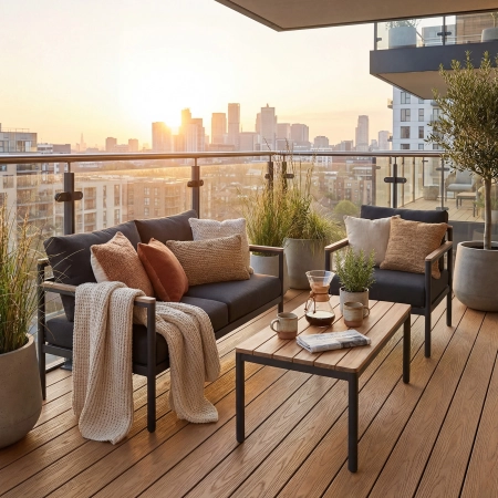 Set de lounge din aluminiu BELLANTI Bucine 3 persoane + măsuță | Negru | Teak