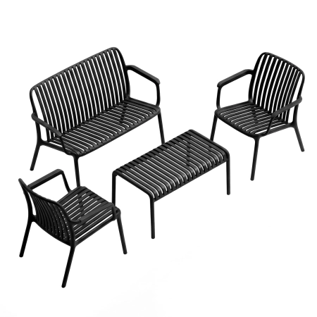 Set de grădină BELLANTI Trentino pentru 4 persoane | Negru