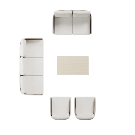 Set de relaxare din aluminiu BELLANTI Pienza pentru 7 persoane + măsuță | Bej