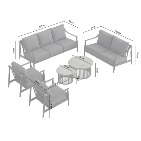 Set de relaxare din aluminiu BELLANTI Siena pentru 3 persoane + măsuță | Antracit