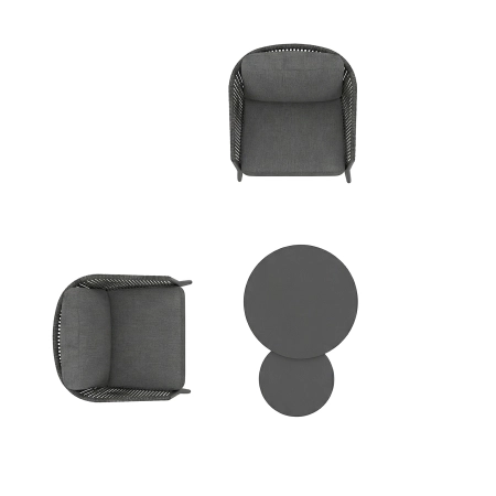 Set de relaxare din aluminiu BELLANTI Firenze pentru 2 persoane + măsuță | Antracit