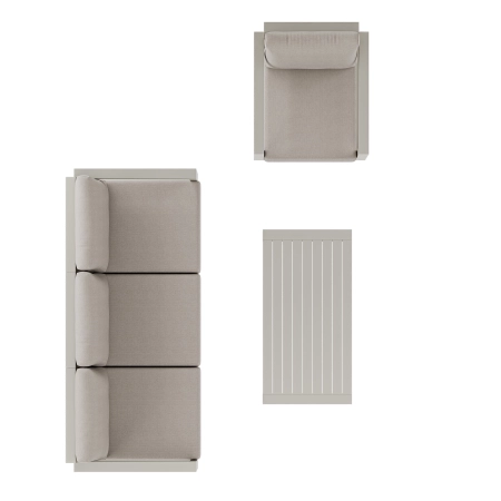 Set de relaxare din aluminiu BELLANTI Empoli pentru 4 persoane + măsuță | Bej