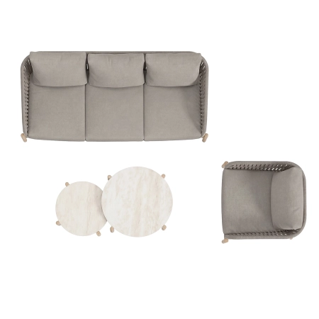 Set de relaxare din aluminiu BELLANTI Carrara pentru 4 persoane + 2 x măsuță | Bej închis
