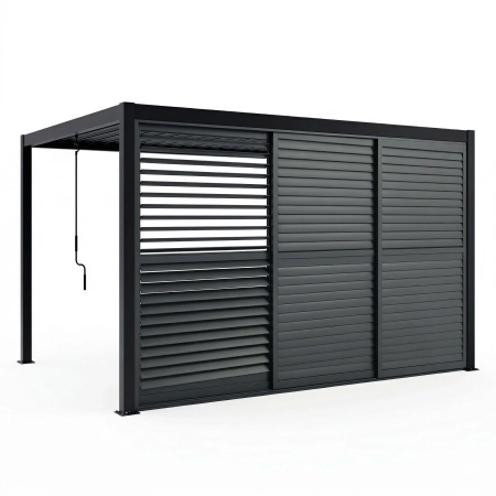 Uși glisante cu lamele 3x125 cm din aluminiu pentru pergola Skyline Nordvic 4 m