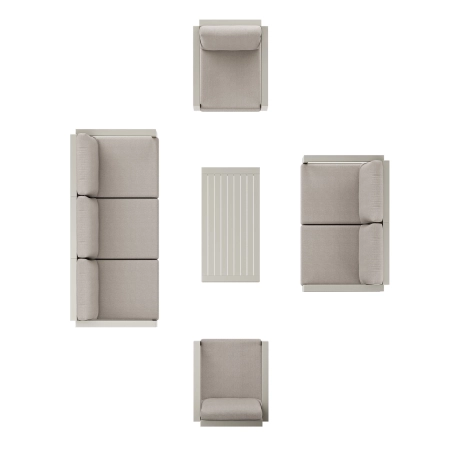 Set de relaxare din aluminiu BELLANTI Empoli pentru 7 persoane + măsuță | Bej